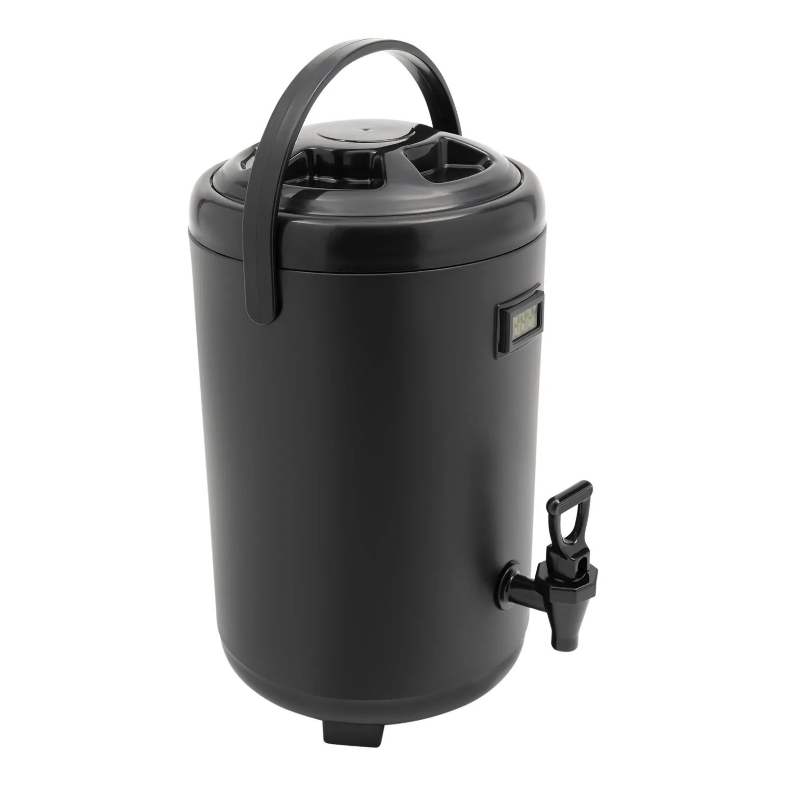 Insulated Beverage Dispenser, 10L Black 201 Stainless Steel ABS Resin 12H Heat Retention Digital Thermometer Stand Accessories, PU Foam Spiral Seal U-shaped Flow Groove Rebound Tap, Hotel Buffet Camping Drink Container