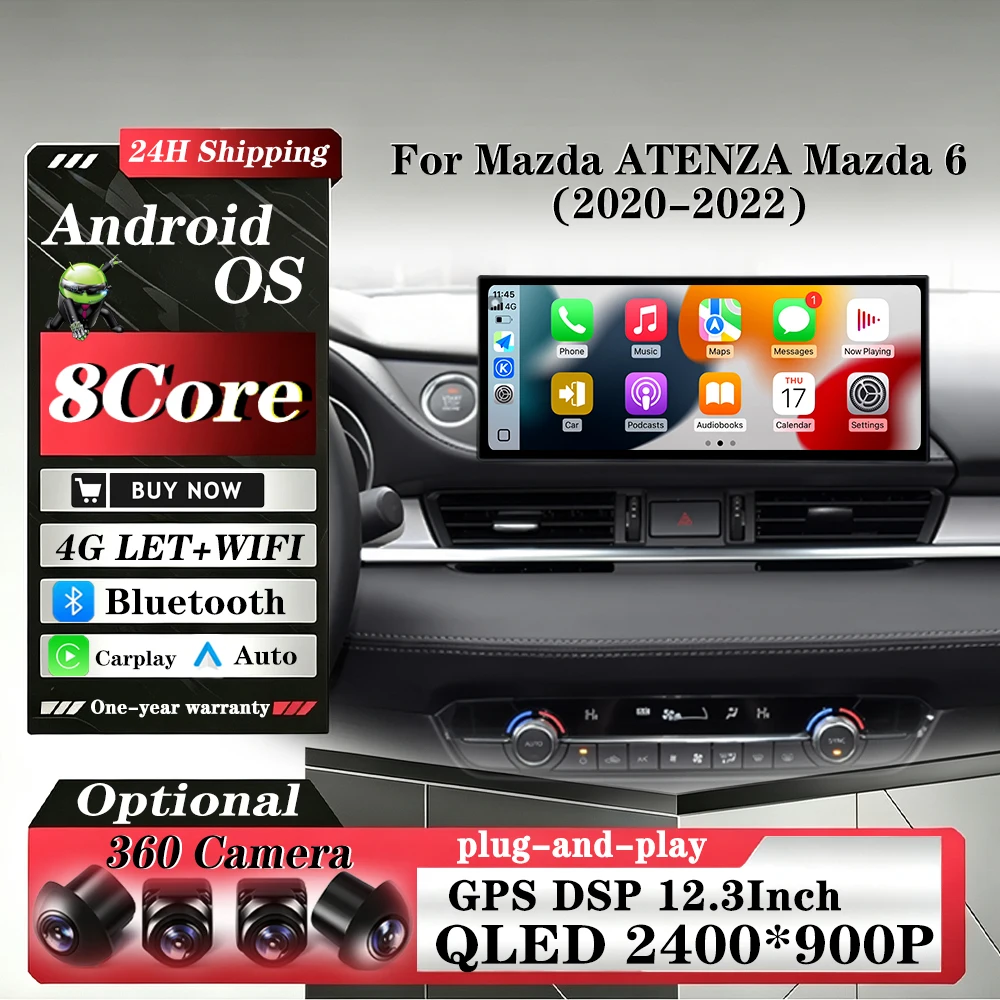 12.3' Car Radio for Mazda ATENZA Mazda 6 2020-2022 Android 16 Multimedia Video Player with Carplay Android Auto Navigation GPS W
