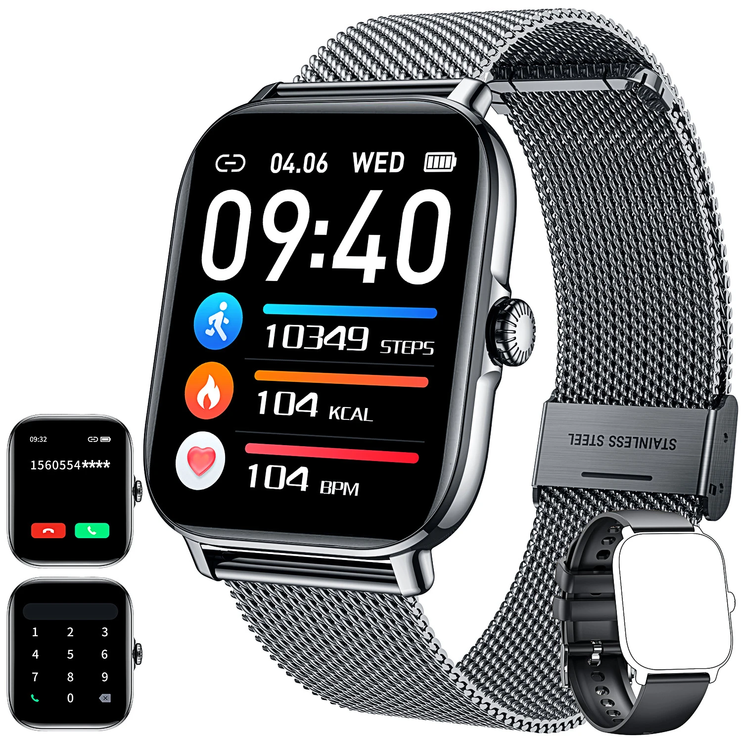 1.85 inch Men's Bluetooth Call Smart Watch IPx8 Sports Fitness Tracker Smartwatch For Android IOS New Year/Valentine's Day gifts