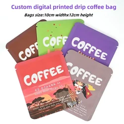 500pcs Full Printed Customized Digital Printing Drip Coffee Bag Personalized Flat Pouch With 5-7 Work Days Fast Delivery