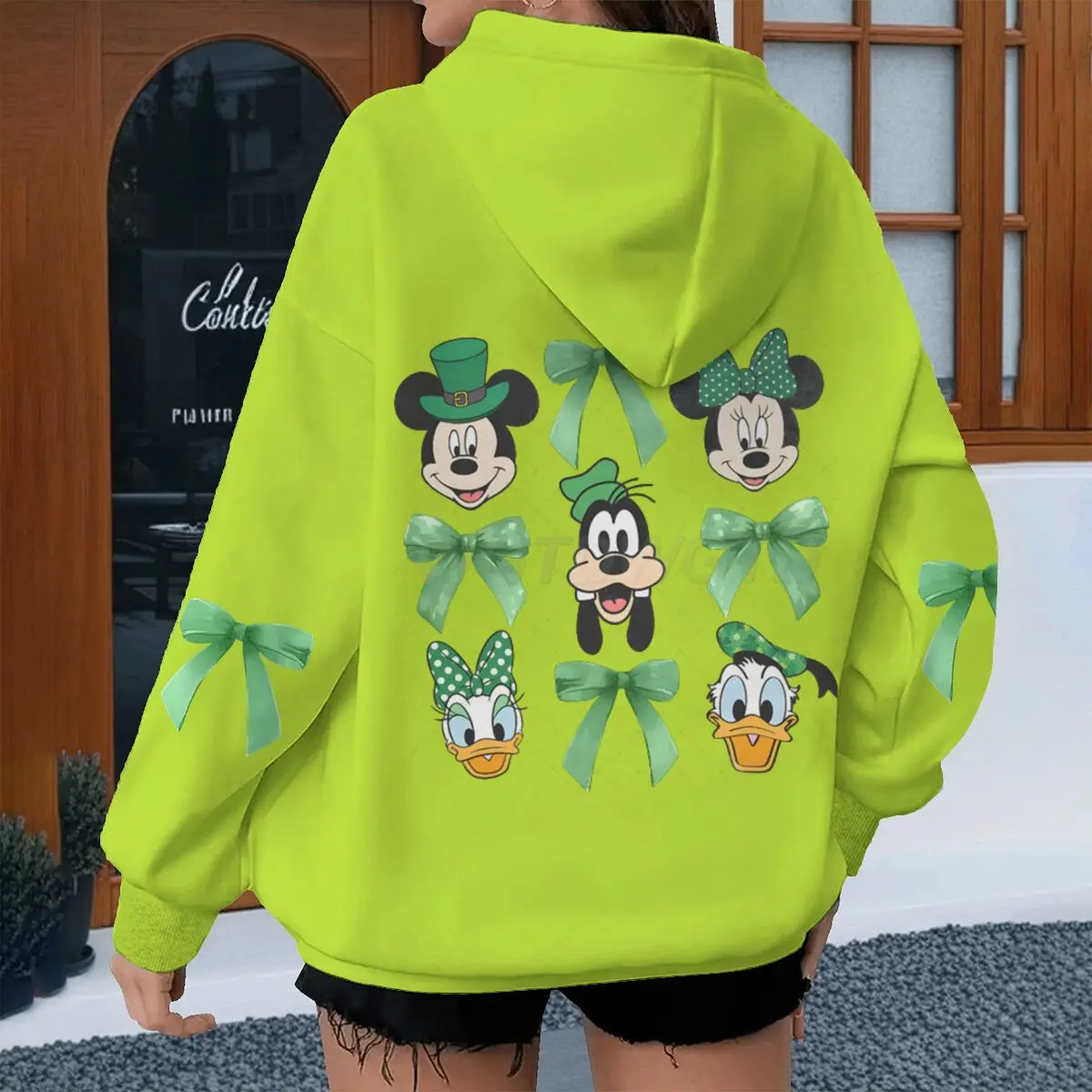 Moletom Divertido do Mickey Mouse para o Dia de São Patrício, Personagem Clássico de Anime, Moletom da Minnie Mouse, Presentes para Mulheres