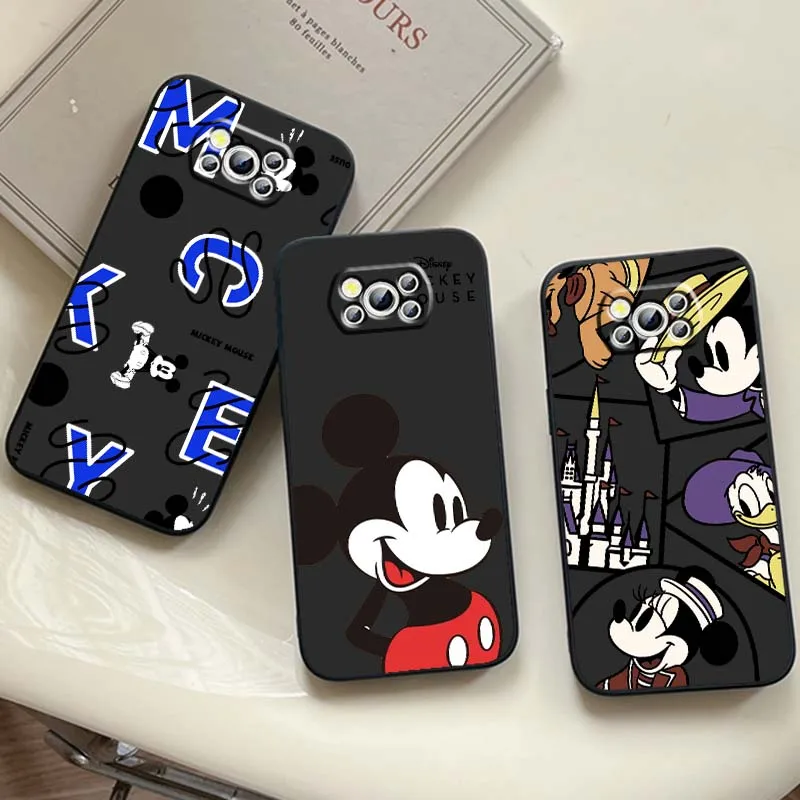 Disney Mickey Mouse Fashion Phone Case For Xiaomi Mi Poco F3 F4 F5 F6 X3 X4 X5 X6 X7 M3 M4 M5s M5 M6 GT Pro 5G Black Cover