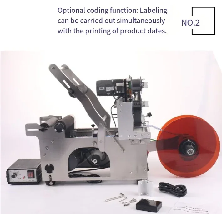 MT-50 Semi-Automatic Stainless Steel Round Bottle Labeling Machine Small Industrial Desktop Label Applicator