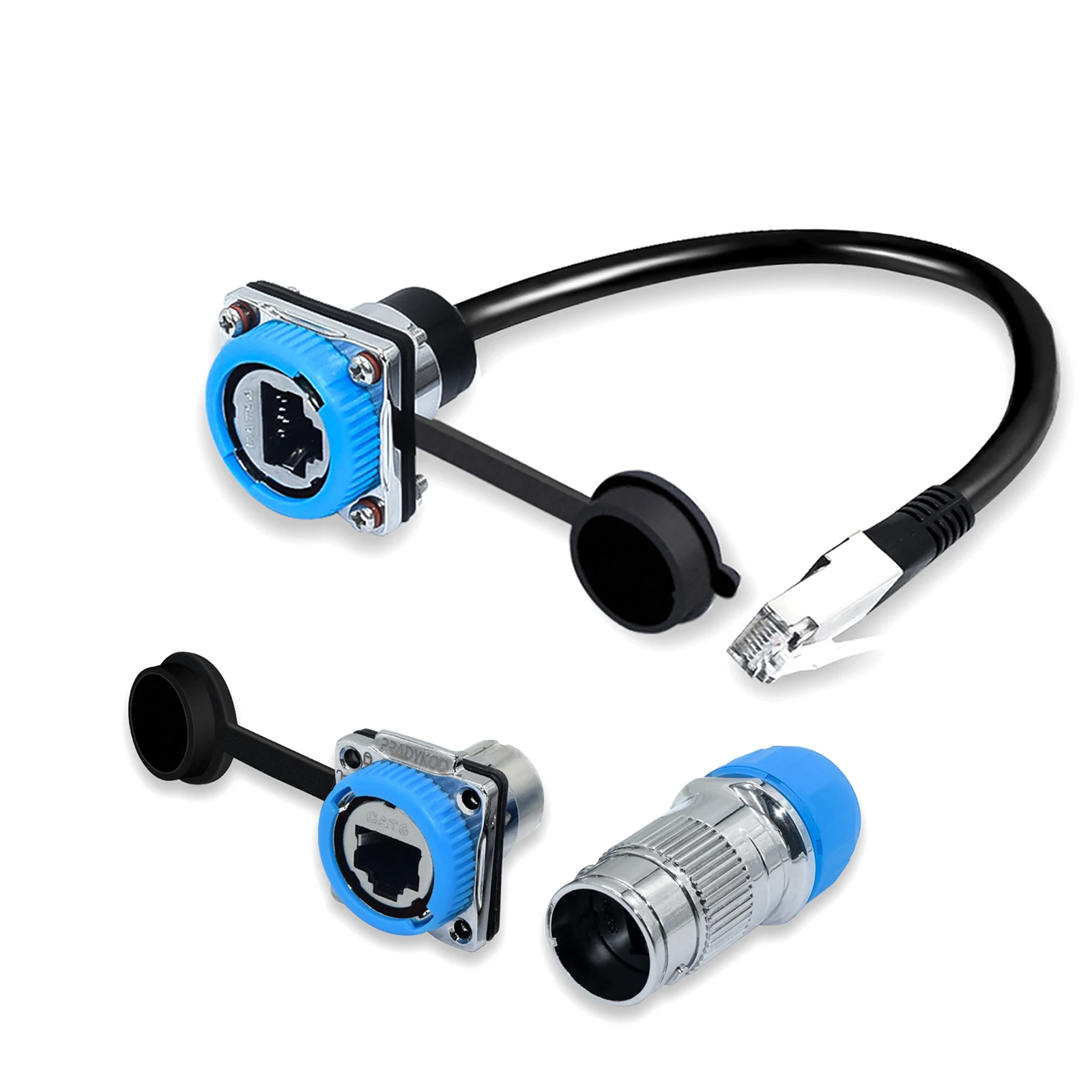 IP68 Network RJ45 Waterproof Connectors Ethernet RJ45 Metal Plug Zinc Alloy Waterproof Socket for Outdoor Ethernet