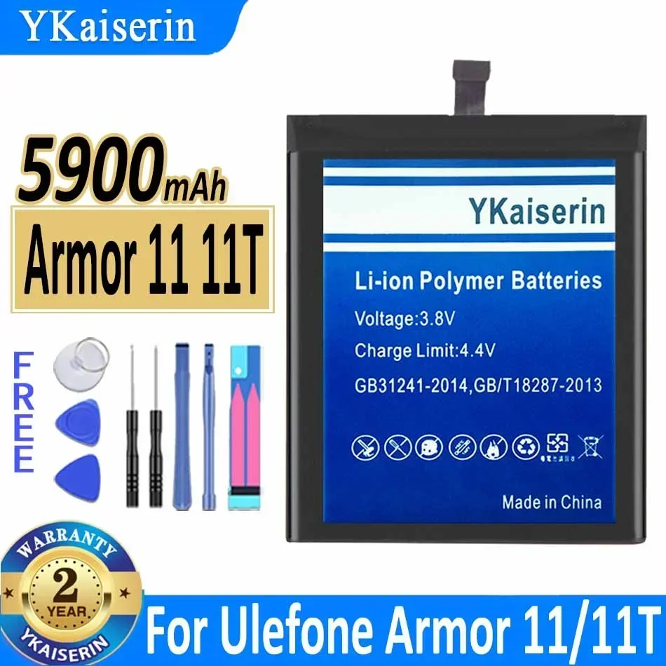 5900mAh YKaiserin Replacement Battery For Ulefone Armor 11/11T Armor11 Armor 11T Mobile Phone Bateria