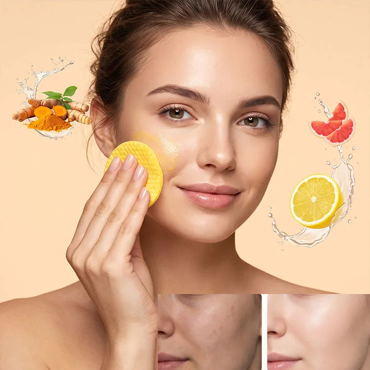 60pcs Turmeric Kojic Acid Cleansing Pads Exfoliating Pads Facial Sponges For Cleansing Exfoliating Daily Cleansing Skin Care