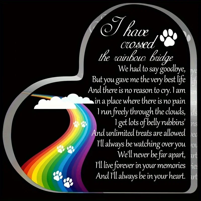 Rainbow Bridge Acrylic Keepsake - Sympathy & Remembrance Gift For Pet Loss, Dog Or Cat Memorial Decor