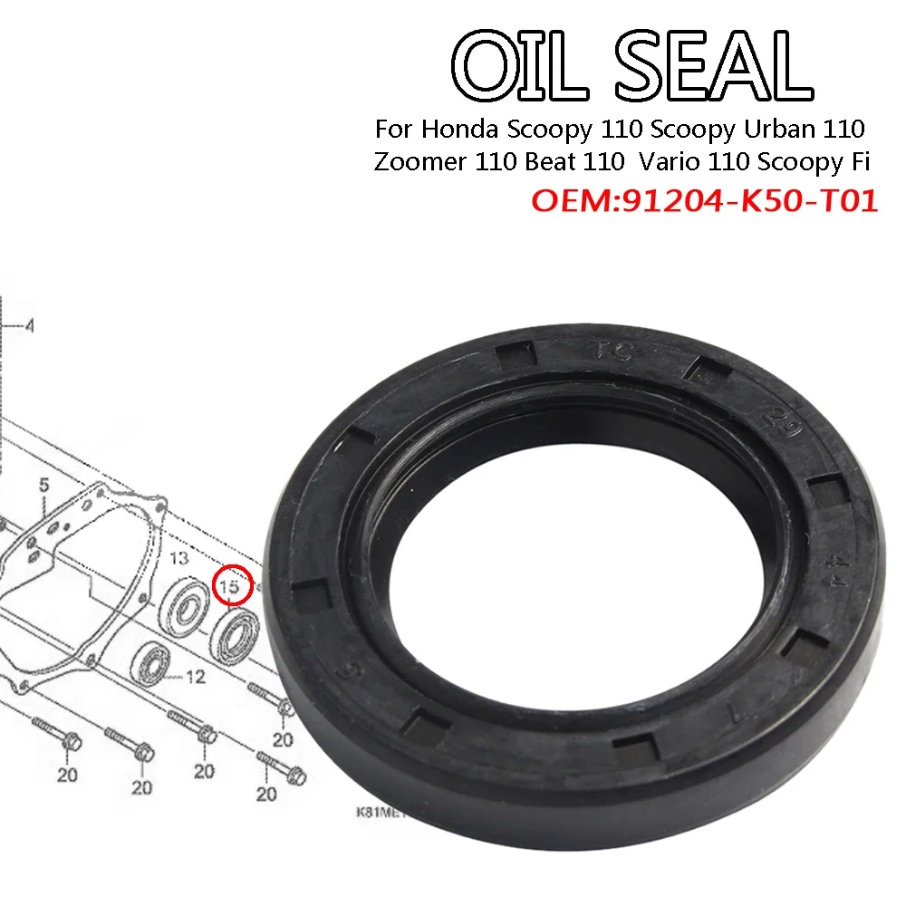Kenada Racing Gearbox Oil Seal For Scoopy 110 Scoopy Urban / Zoomer / Beat / Vario 110 Scoopy Fi 91204-K50-T01