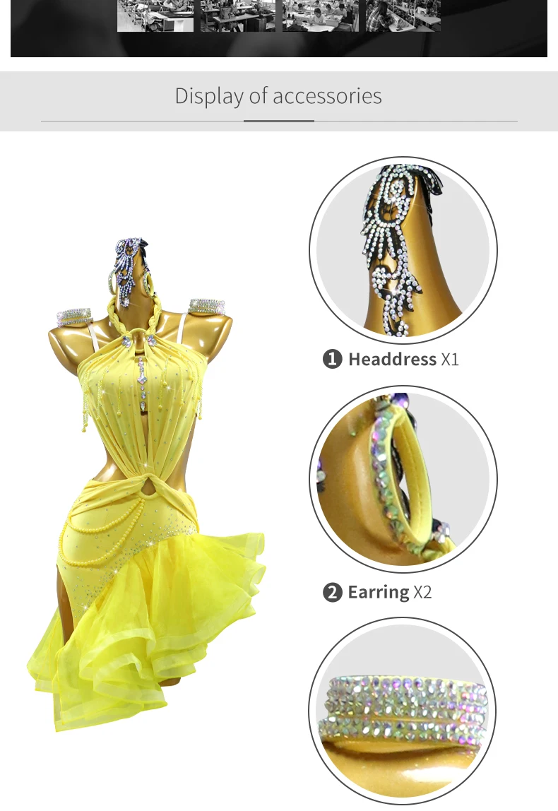Damen-Ballroom-Tanzwettbewerbskleider, Abendbühnenkleidung, lateinamerikanische Trainingskostüme, Mädchen-Sporttanzbekleidung, eleganter Partyanzug – Detail 4