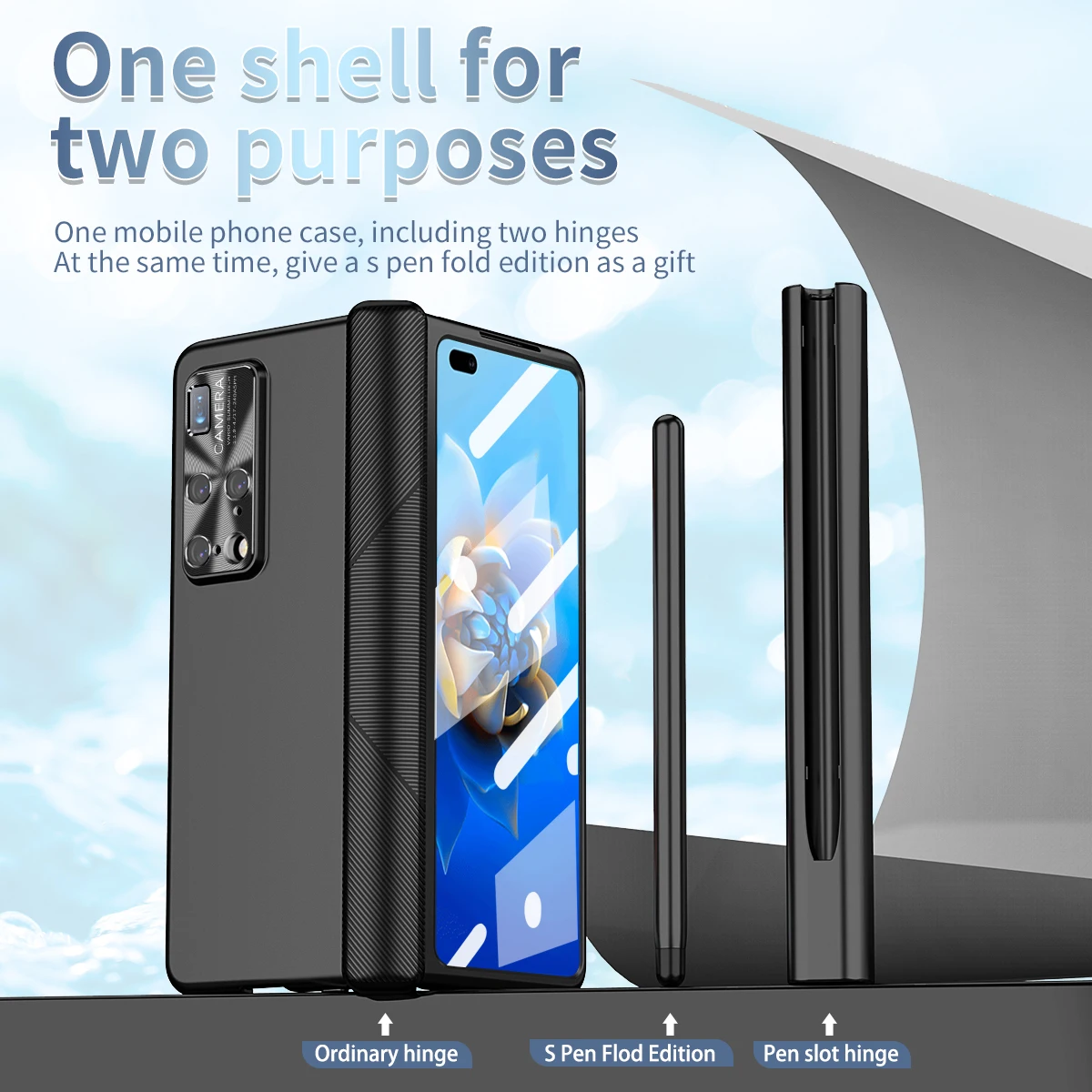 

Magnetic Suction Hinge Case for Huawei Mate X2 Electroplating Shockproof Armor with Tempered Glass Protector Pencil Cover