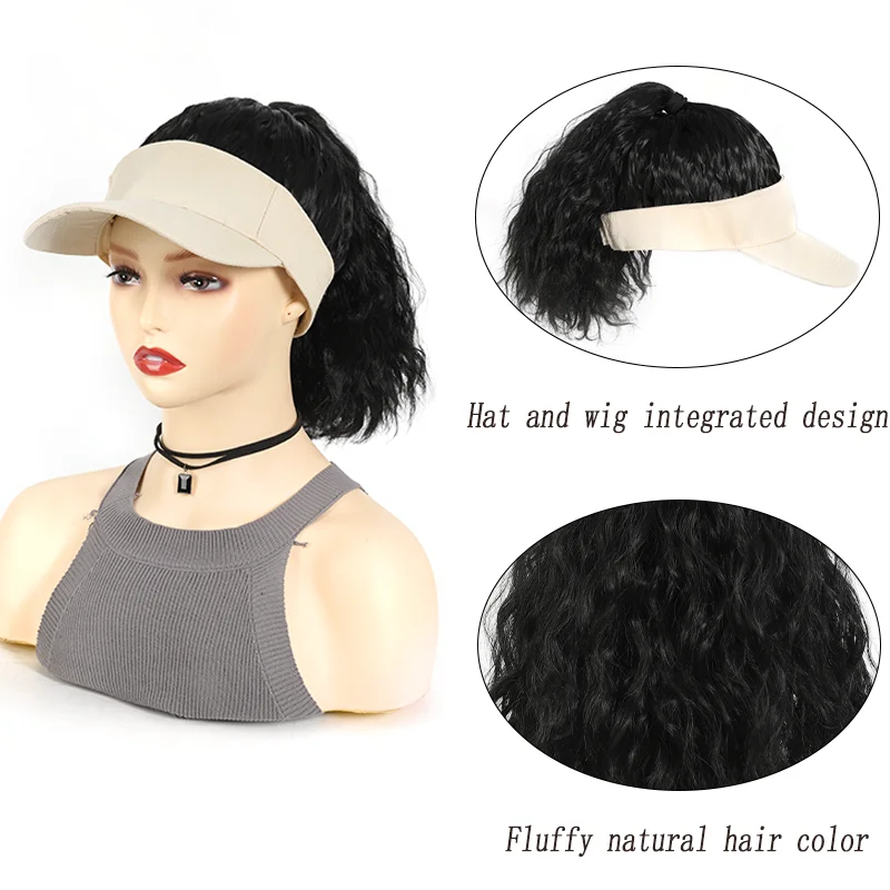 Synthetic Curly Wavy Ponytail Wigs Hat Wig Women's Daily White Hat Wig Fashion New Versatile Baseball Hat Full Head Daily Use