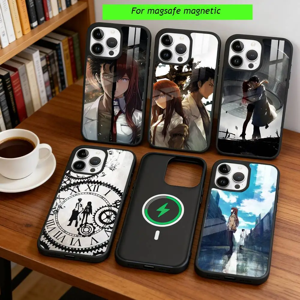 

Anime S-Steins G-Gate Phone Case For iPhone17,16,15,14,13,12,11 Plus,Pro Magnetic For Magsafe Wireless Charging