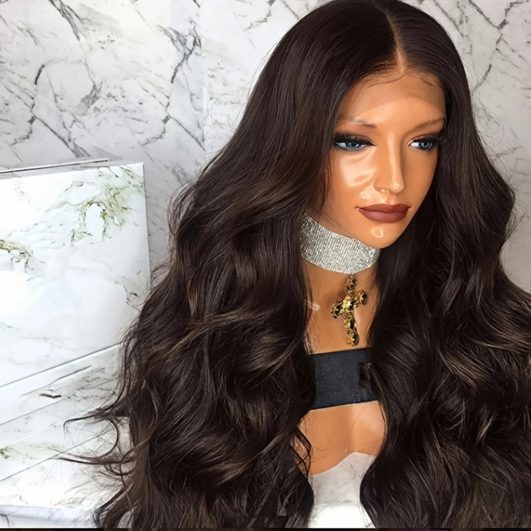 

Натуральные черные длинные объемные волны, мягкие 5x5 шелковые основы, еврейские человеческие волосы с детскими волосами HD, кружевные европейские волосы, предварительно выщипанные, бесклеевые