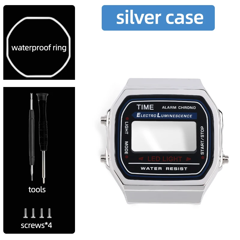 A168 Upgrade Edelstahlgehäuse Lünette Mod Kit für Casio 3298 A168WA Uhr Hochwertiges Uhrenzubehör aus massivem Metallgehäuse und Armband
