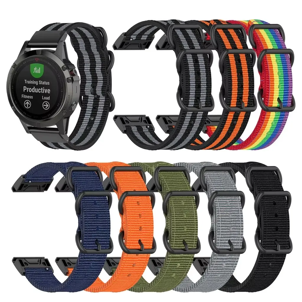 For Garmin Fenix 7 7X 6X 6 6S Pro 5X 5 5Plus 3HR Forerunner 935 945 Canvas Metal Easy Fit Bands Quick Release watch strap Correa