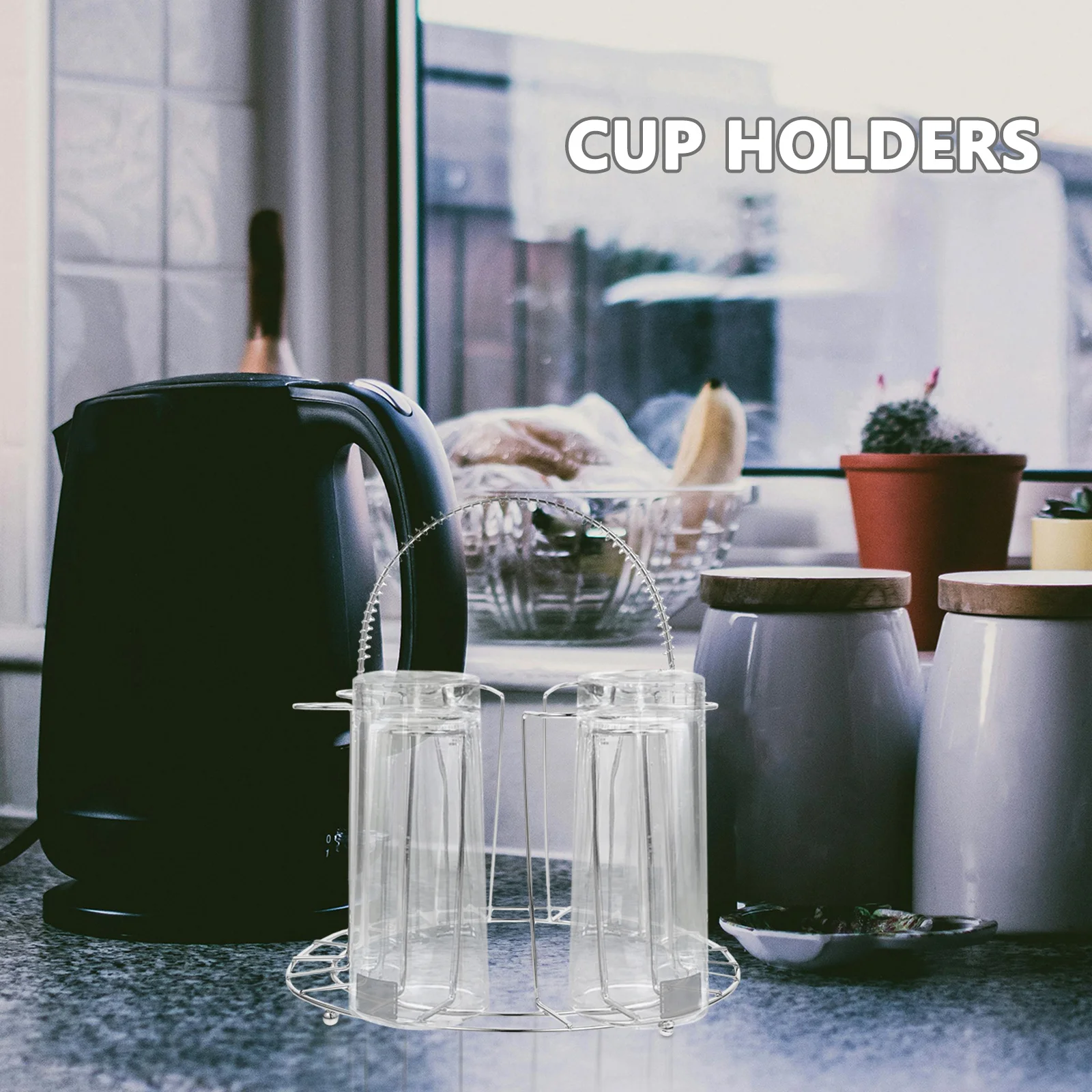 

Elegant Stainless Steel Wine Glass Holder Eight Capacity Drying Rack Kitchen Countertop Organizer Metal Stand Cups Dispenser