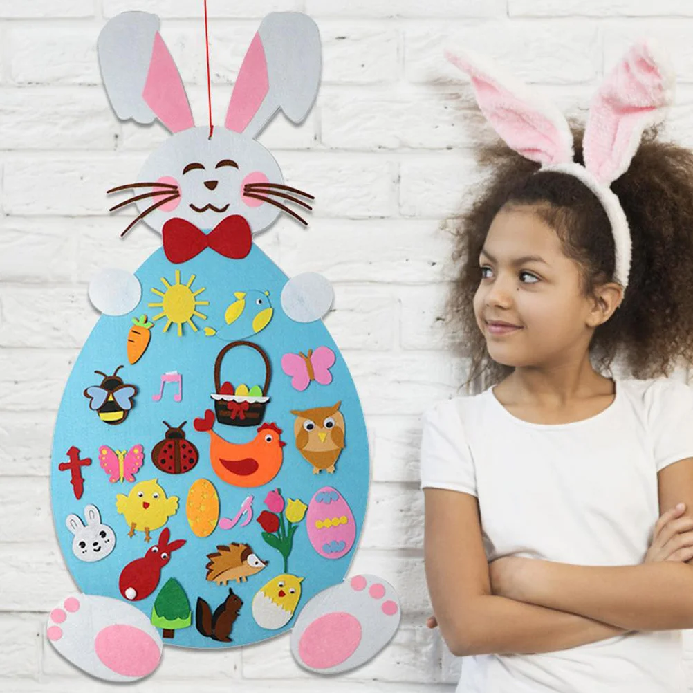 

1Set Easter Bunny Decoration DIY Felt Rabbit Craft Hanging Ornament for Room Porch Living Room Festival Party Favor