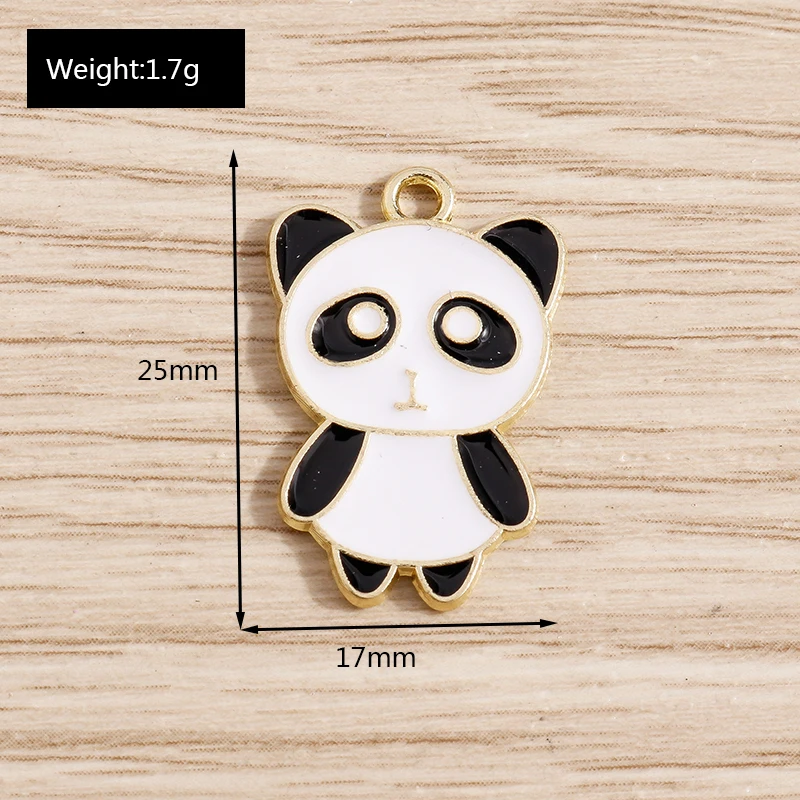 Tusember 10 Stück/Set Emaille Niedlicher Bambus Großer Panda Anhänger für DIY Ohrringe, Armbänder, Schlüsselanhänger, Schmuckherstellung, Bastelzubehör – Detail 14