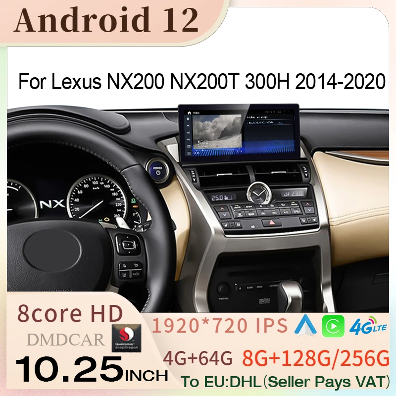 

Android 12 LCD Touch Screen For Lexus NX NX200T 300H 2014-2020 Car Multimedia Video Player CarPlay