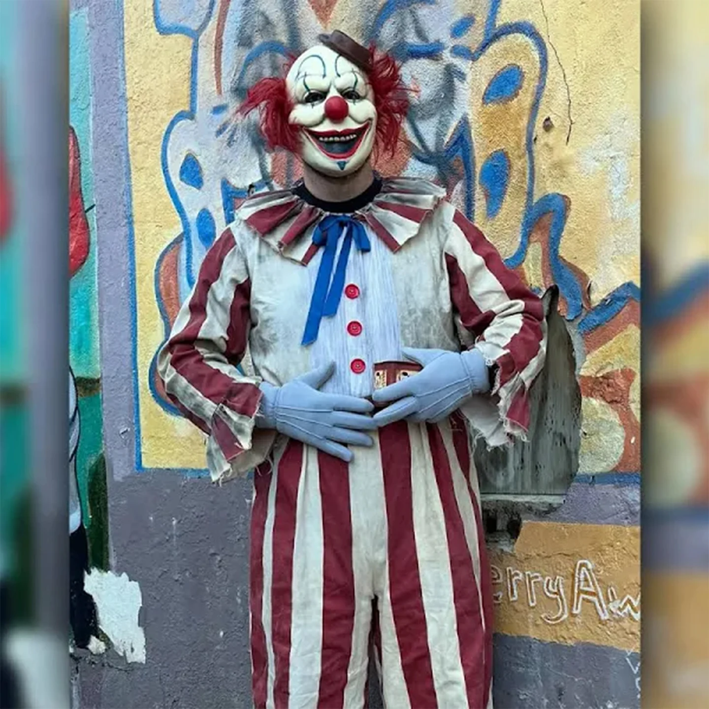 Adult Clown in a Cornfield Suit Halloween Costume Striped Baypen's Mascot 2025 Movie Frendo The Clown Men Cosplay - Image 2