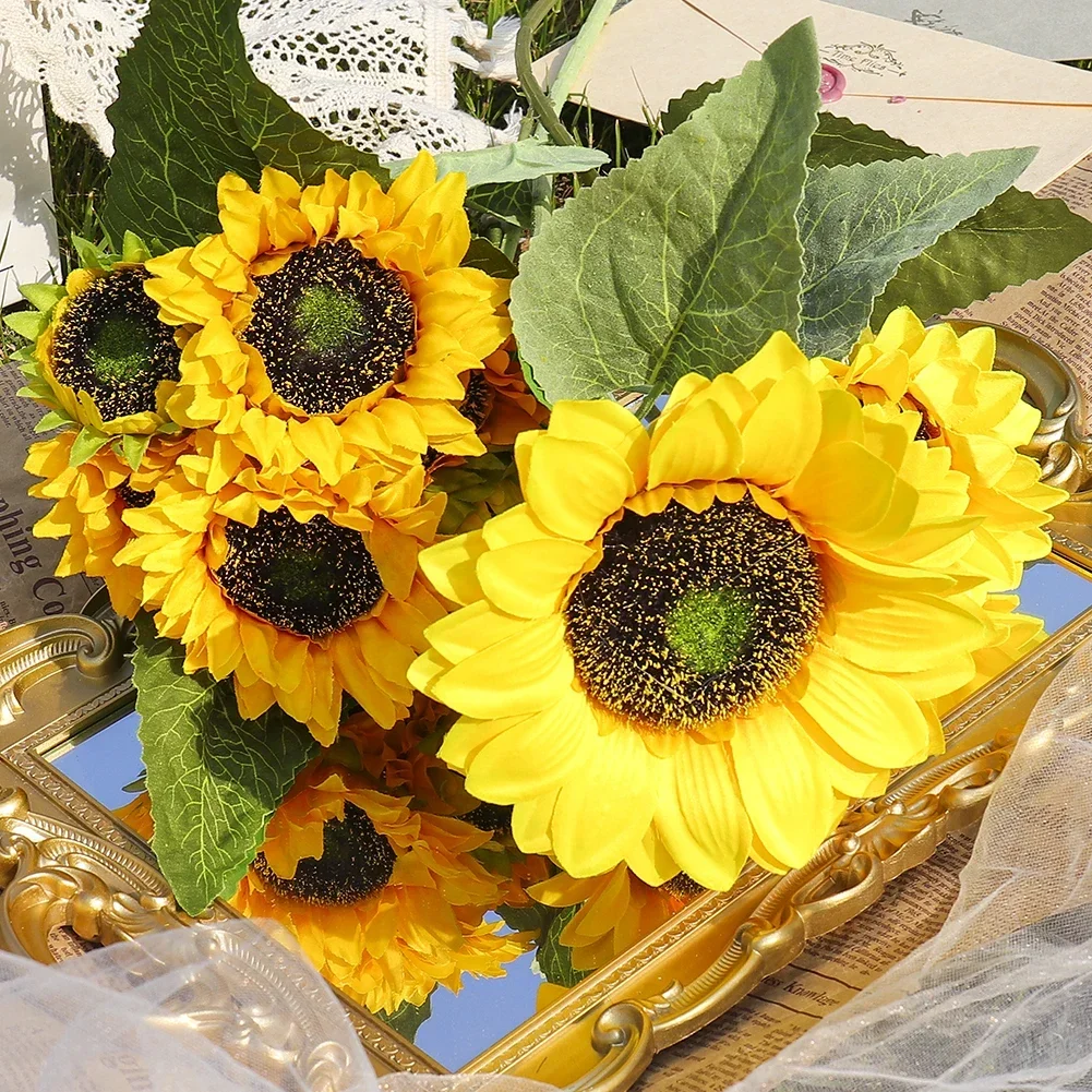 Sunflower Silk Artificial Flower Bouquet Large Sun Flower Home Decor Artificial Flowers Plant Artificial Decorative Flower