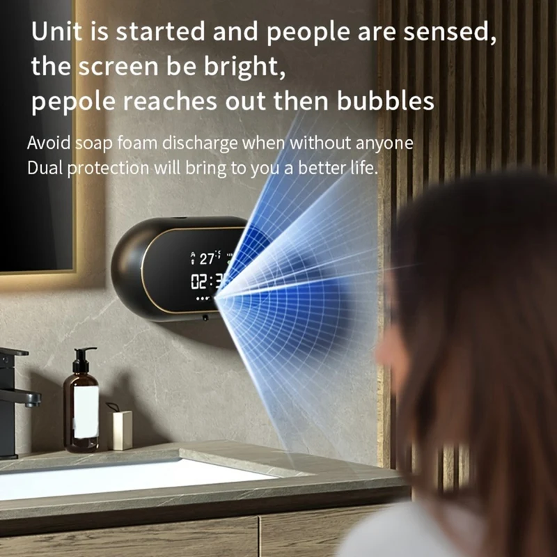 2025 New Automatic Soap Dispenser Wall Mount Rechargeable LED Display Gel Soap Dispenser For Kitchen Bathroom