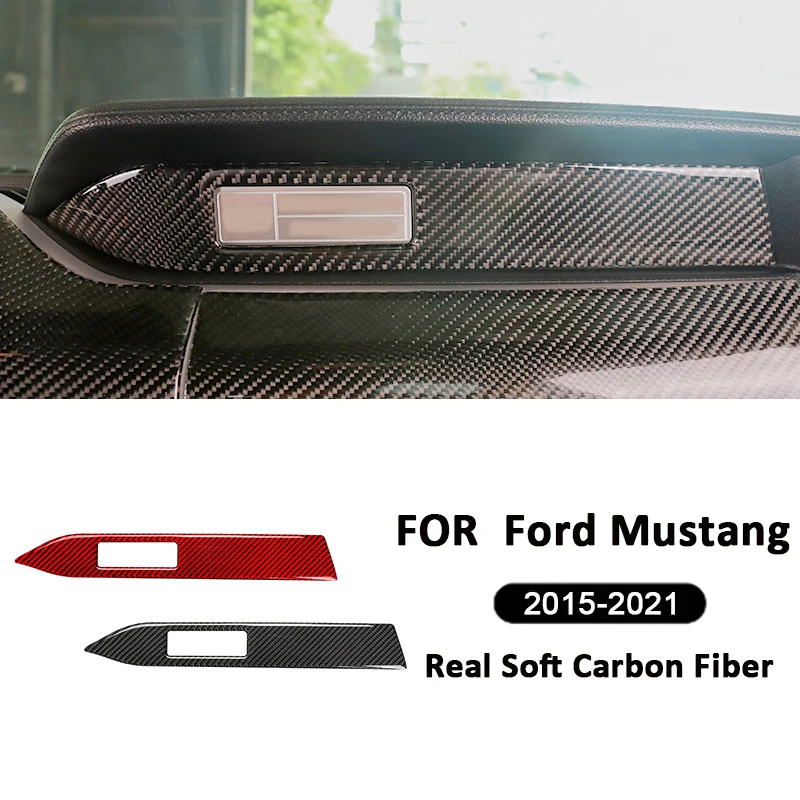 Carbon Fiber Car Co-Pilot Center Instrument Panel Trim Strip Interior Decoration Sticker For Ford Mustang 2015-2021 Accessories