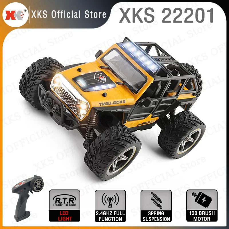 Wltoys XKS 22201 RC Car 1/22 2WD Vehicle Models Propotional 2.4G Control Withe W/Light Off-Road Climb RC Truck Toy for Kids Gift