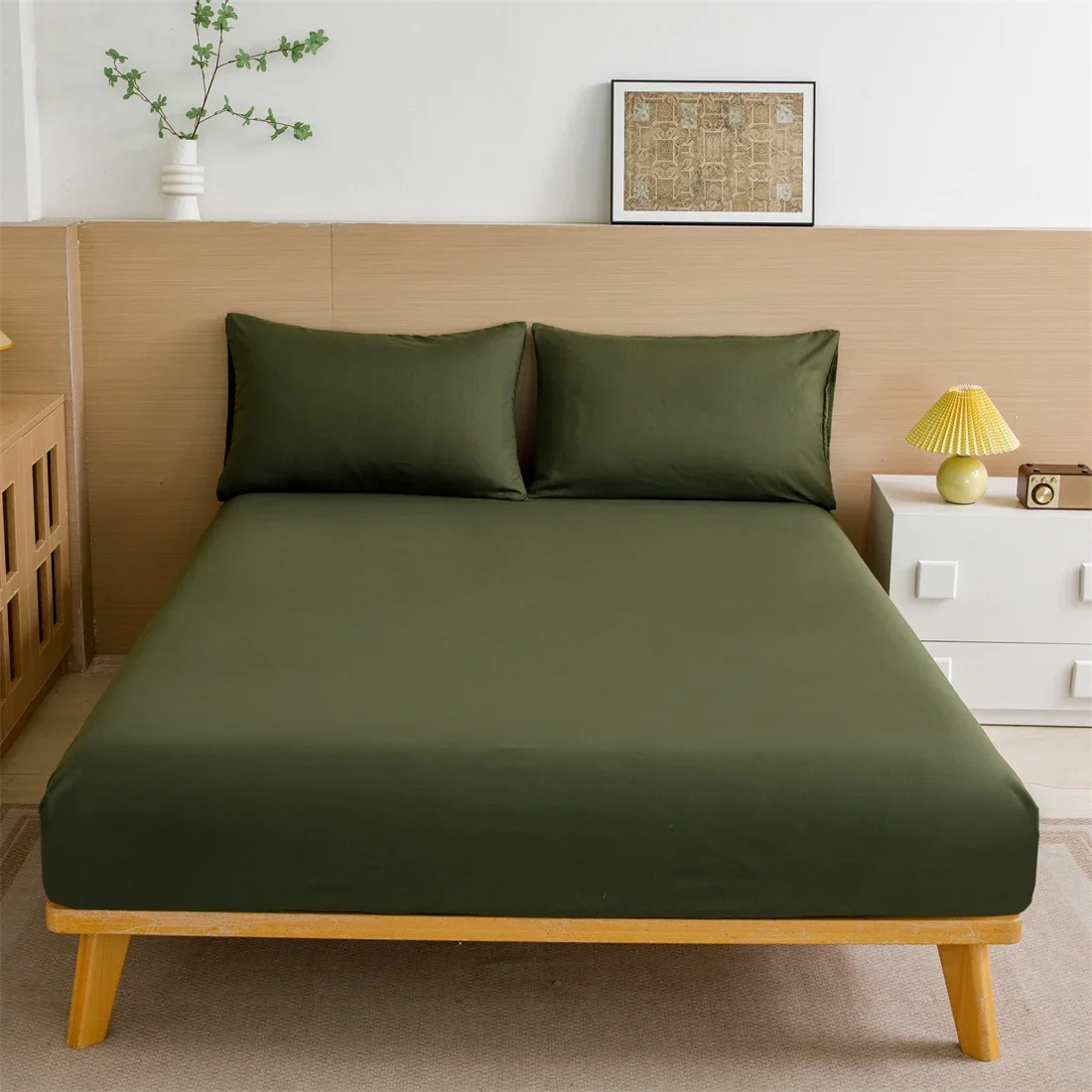 

1 Piece of Pure Olive green color Frosted Bedsheet, Bedroom Printed Bedspread, Bedding (Excluding Pillowcases)