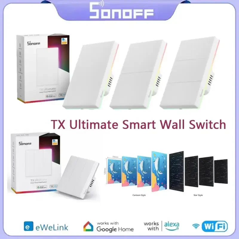 SONOFF TX Ultimate Smart Wall Switch Full Touch Access LED Light Edge Multi-Sensory eWeLink Remote Control Via Alexa Google Home