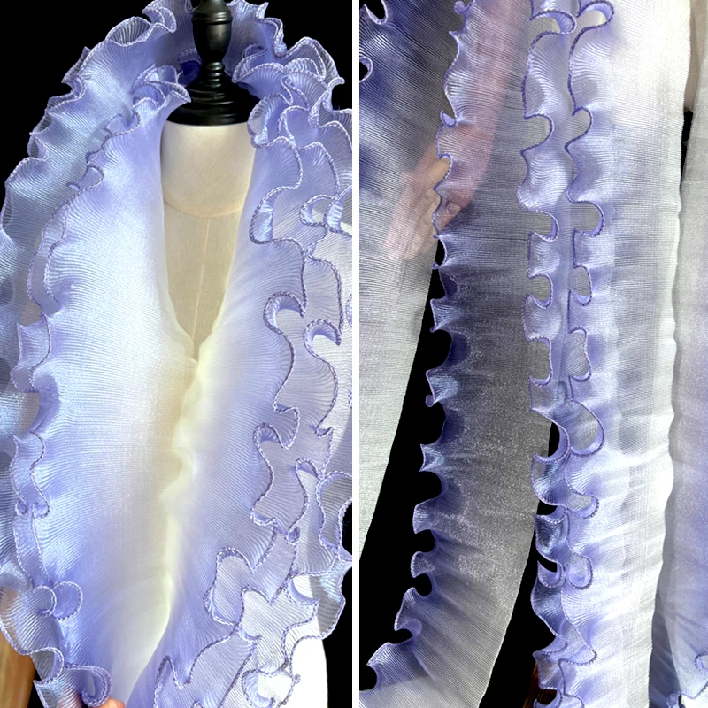 13 سنتيمتر واسعة التدرج الأورجانزا كشكش الدانتيل تقليم النسيج Diy بها بنفسك اليدوية المرقعة الياقات تنورة فستان الزفاف ديكور مواد الخياطة #5