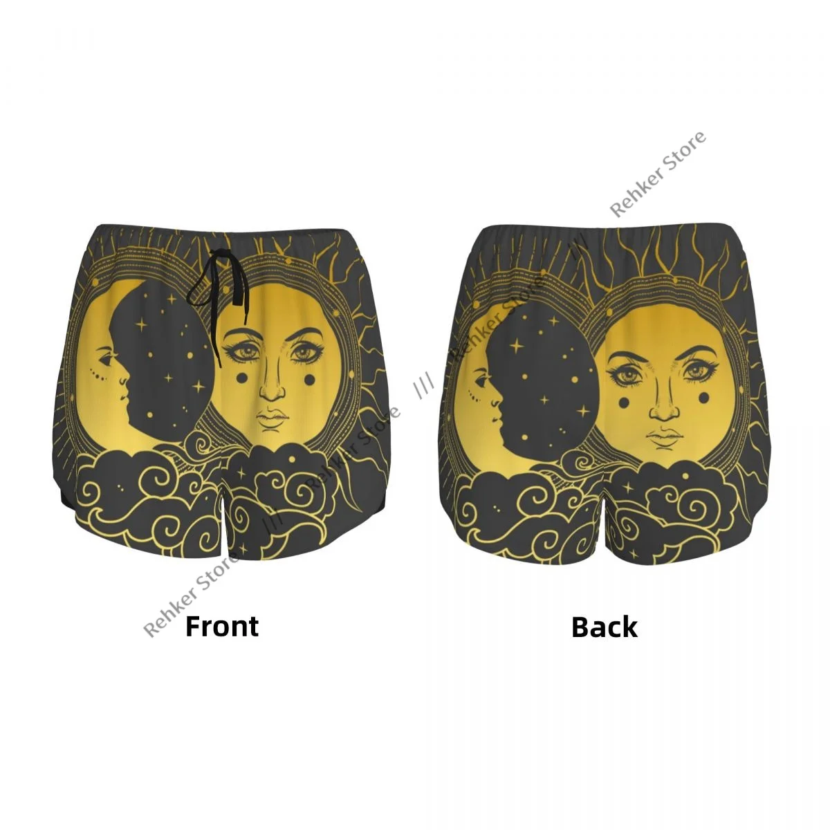 レディース アスレチック ショーツ ムーン サン ランニング ヨガ フィットネス 速乾性 バドミントン トレーニング ポケット付き