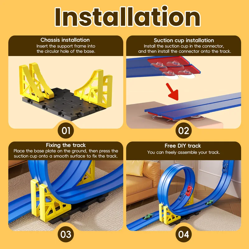 Pista de carreras Flexible para niños, juguetes Diy, rampa de coche de carreras de doble vía, Compatible con coches 1/64, portátil, enrollable, regalo de Navidad para niño