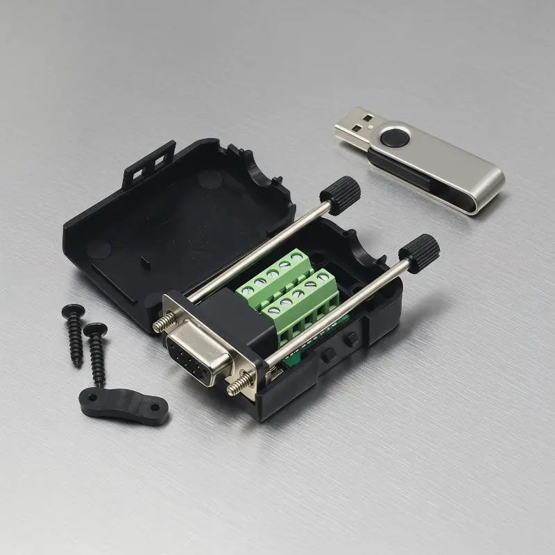 Db9 Serial Com Transfer-Free Solder Terminals Rs232 Male Connector With Back Side Screw Diy