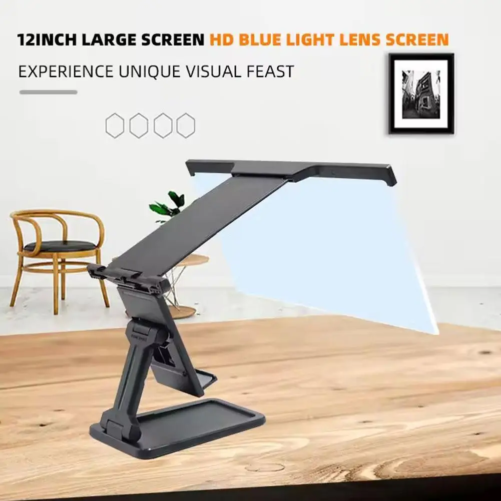 

Подставка для телефона со съемной лупой для экрана, 12-дюймовый усилитель HD для защиты глаз для фильмов и игр, портативный складной дизайн