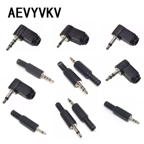 Imagen 2 del producto 5-50 Uds 2,5mm/3,5mm enchufe de Audio Mono estéreo auriculares conector de auriculares micrófono negro enchufe de Audio conector adaptador