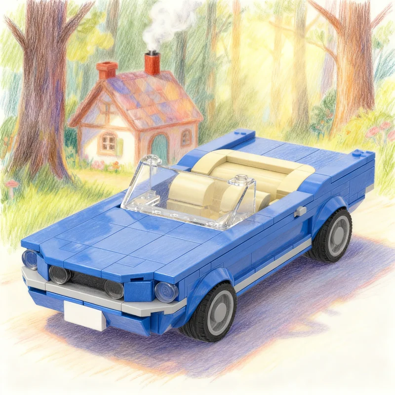 258 pièces MOC Ford Mustang Cabriolet First City, Blocs de construction de modèle, Briques éducatives d'architecture, Idée cadeau de Noël, Jouet