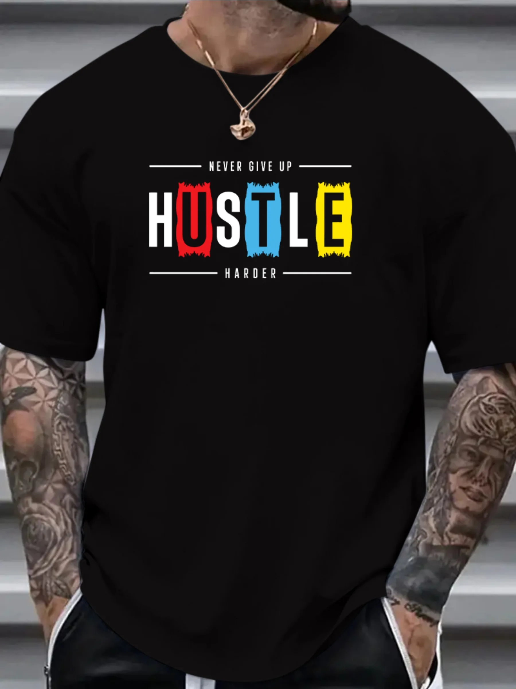 

Men's Inspirational T-Shirt - Casual, Breathable Polyester, Machine Washable for All Seasons, PLUS SIZE