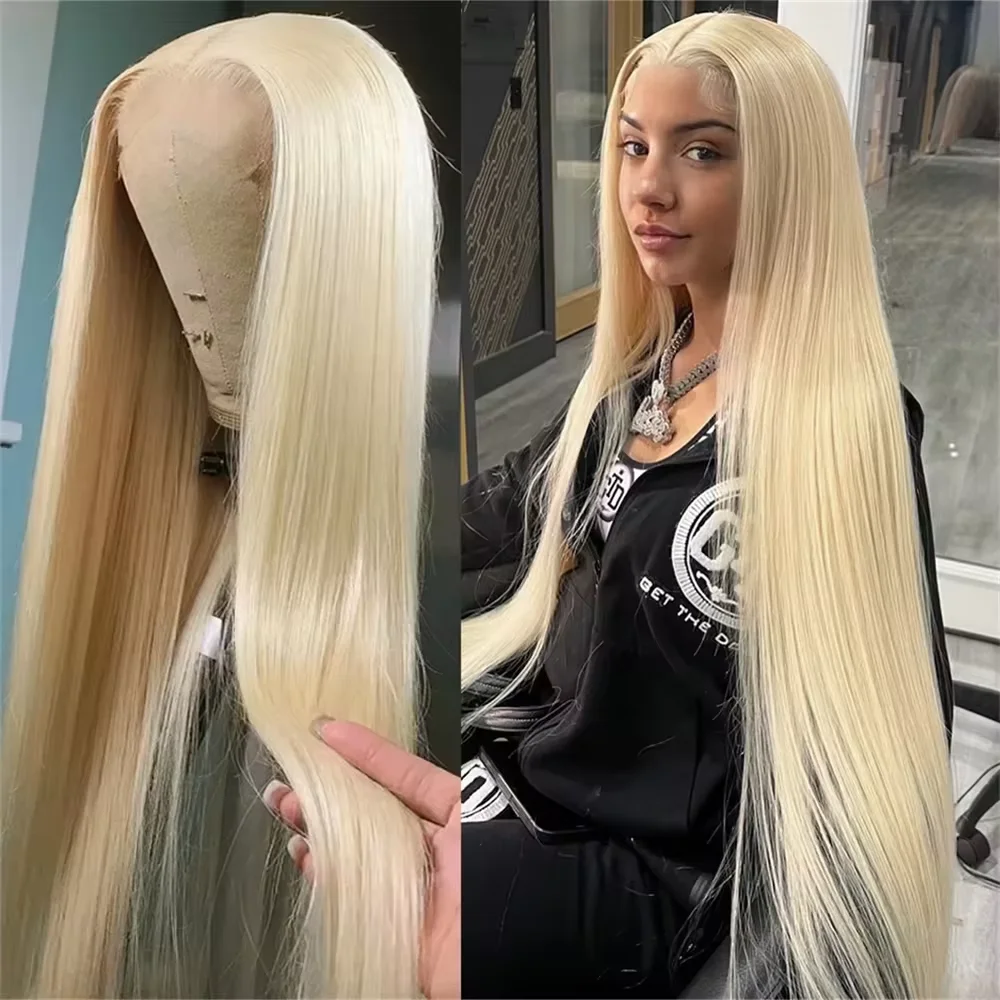 

613 Bone Straight Wig 13x6 HD Front Lace Human Hair Wig Brazilian Pre Plucked Grandma Grey Grey Pink Yellow Long Straight Wigs