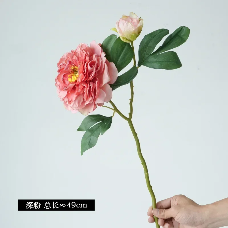 Simulated single branch peony fake flower, home decoration, wedding, garden, high-end simulated flower, holiday decoration