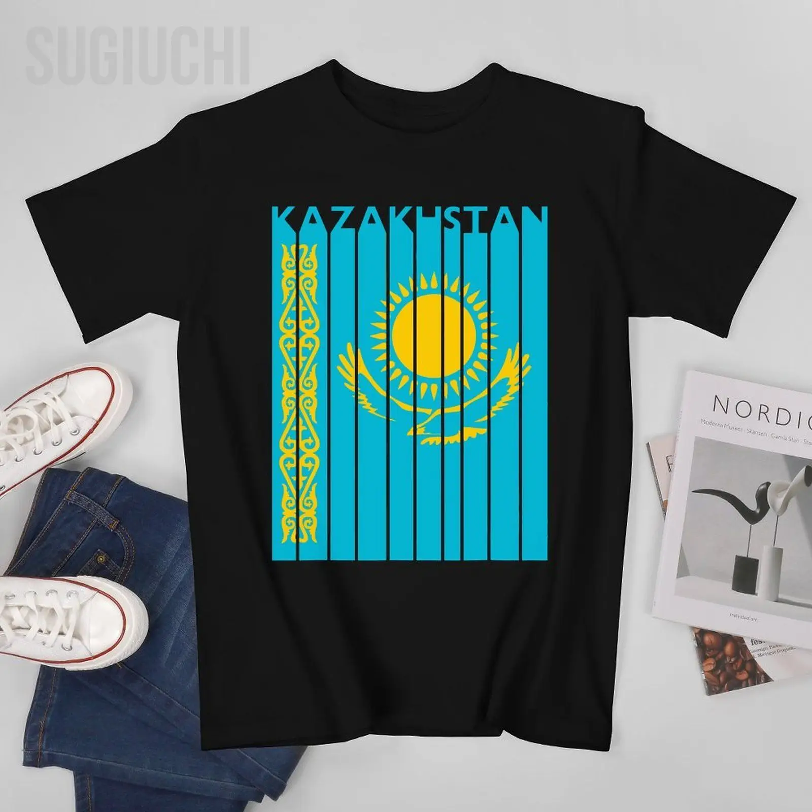 Unisex Men Kazakhstan Vintage Kazakh Flag Vacation Tshirt Tees T Shirts Women Boys 100% Cotton T-Shirt