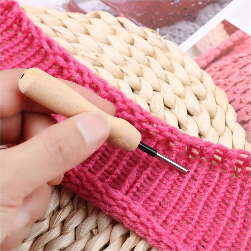 

Wooden Handle Embroidery Punch Needle 2pcs Sewing Tool For Needle Smooth Practical Punch Tools
