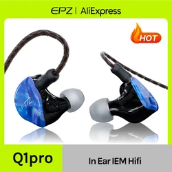 EPZ Q1 Pro Yunshuilan-oortelefoon Bedraad HIFI Bass-oordopjes IEM In-ear gaming-hoofdtelefoon MICROFOON Type C 0,78 2-pins afneembare kabel