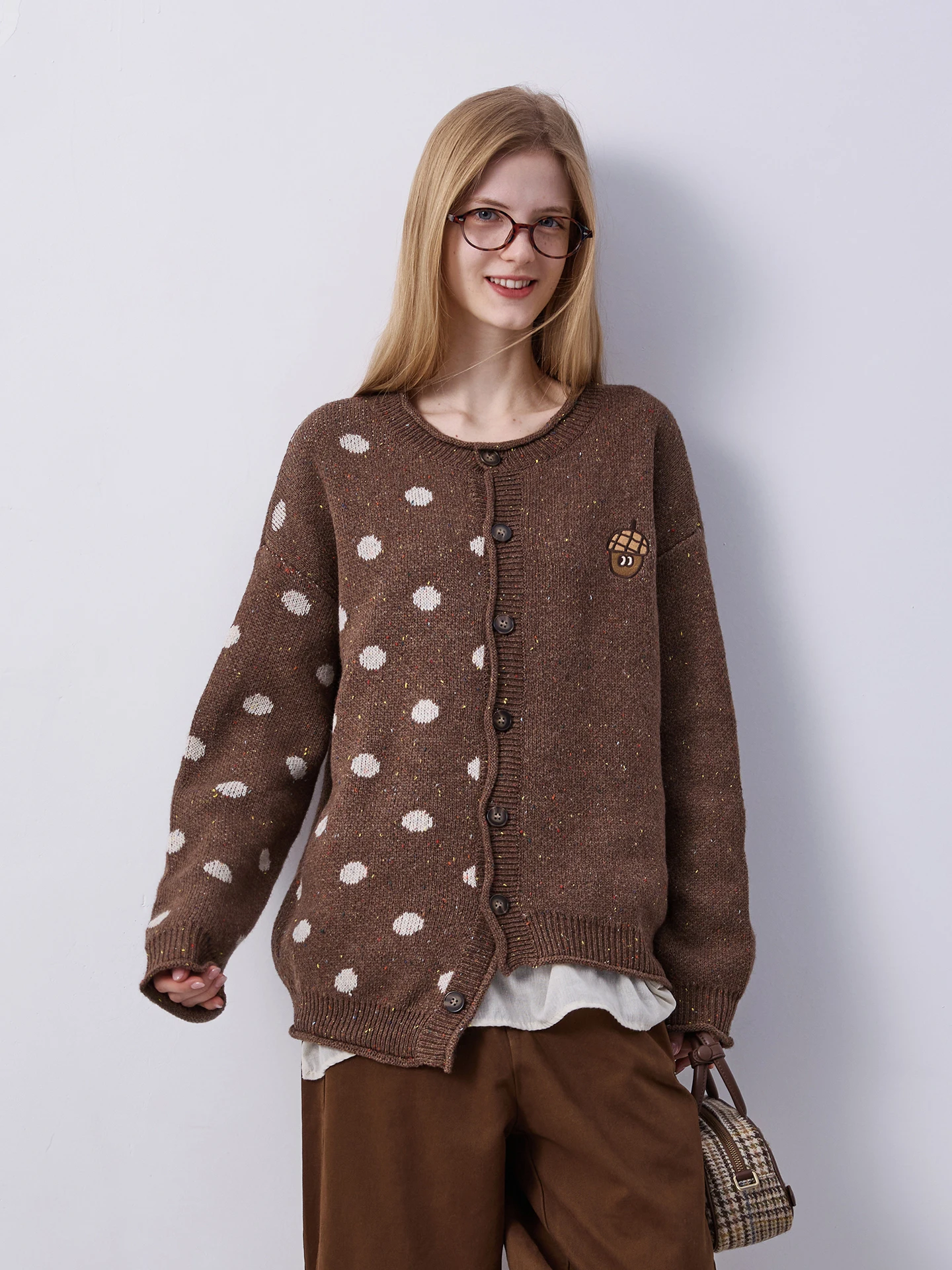 

Оригинальный дизайн: Американский вязаный свитер с манжетами, кардиган в горошек с асимметричным подолом, женский, с длинными рукавами