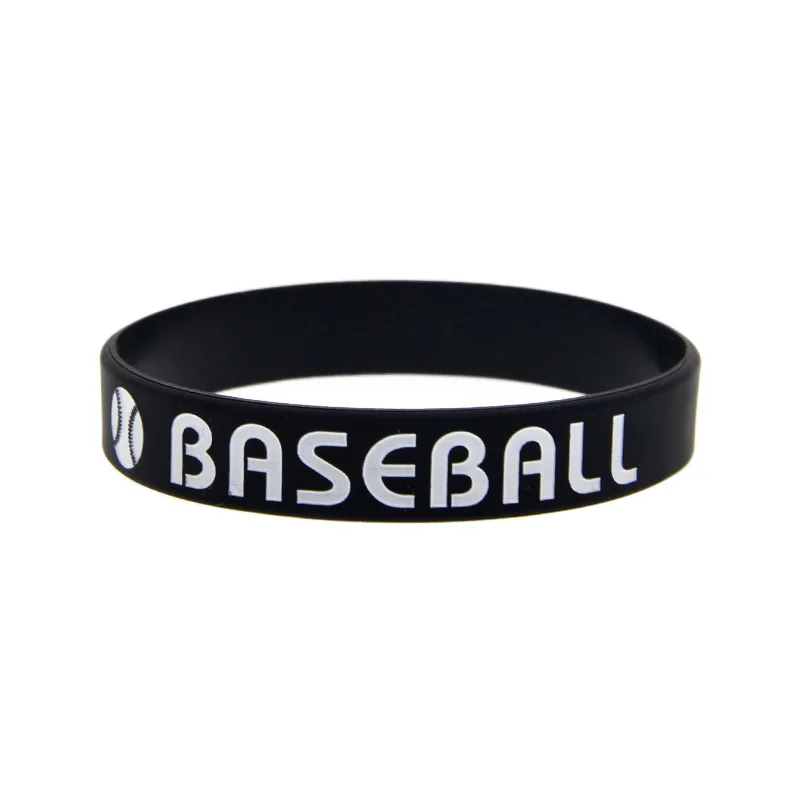 50 Stück schwarze Baseball-Silikonarmbänder, sportliche, inspirierende Armbänder, motivierendes Accessoire, Armreif – Detail 4