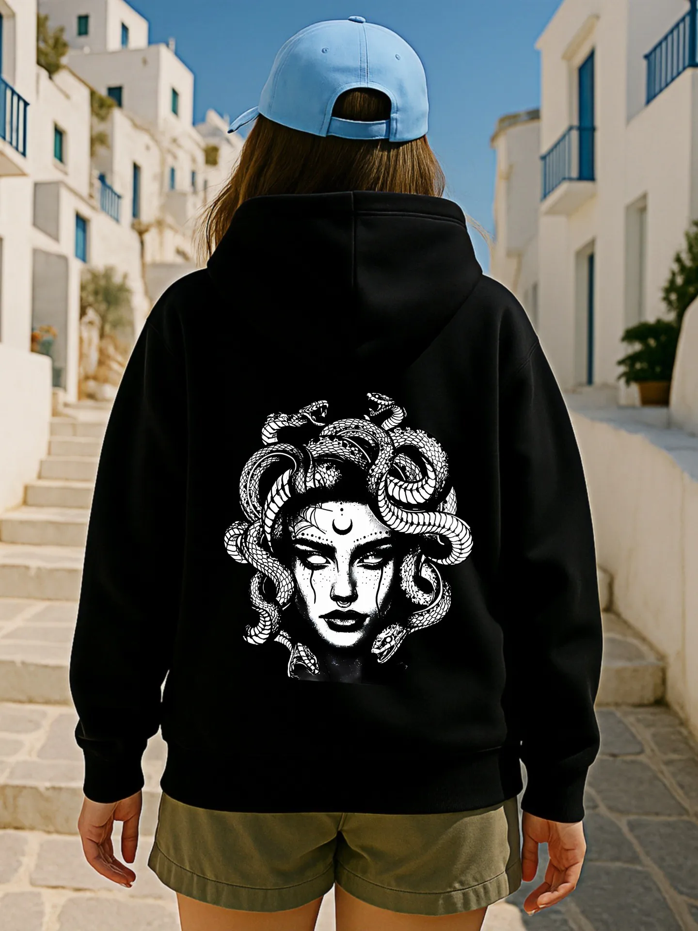 هوديي جرافيك للنساء، ميدوسا - تصميم جمالي مطبوع، ملابس يومية غير رسمية، قماش ناعم، للمراهقين #2