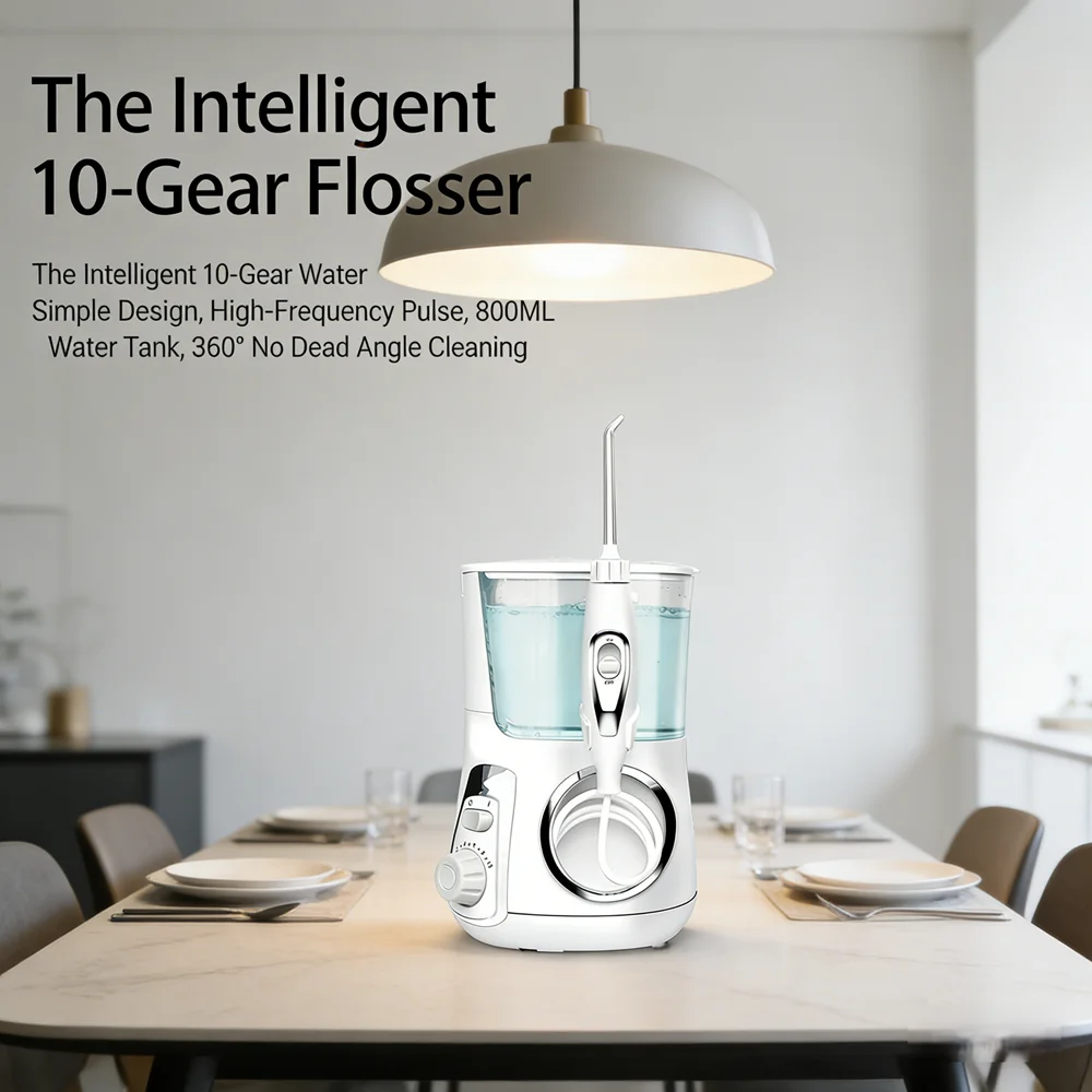 

Family Size 800ML Electric Water Flosser 10 Modes 5 Nozzles Rechargeable Dental Oral Irrigator Teeth Care Prevent Tooth Decay