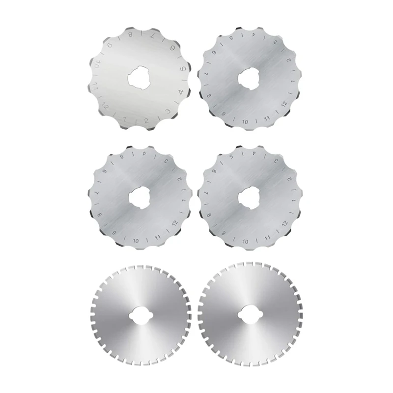 

45Mm Crochet Edge Rotary Cutter Blades, Skip-Stitch Rotary Blades, Perforating Rotary Replacement Blade, Pack Of 6 Durable