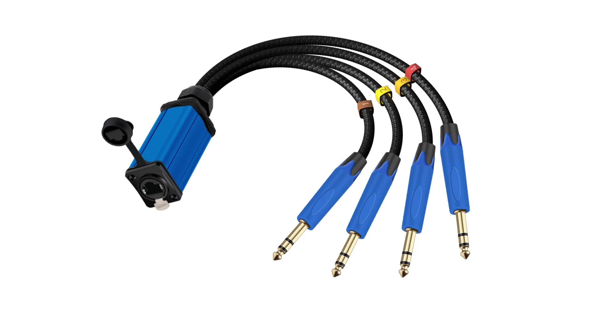 Netzwerkkonverter RJ45 CAT5/6 mit Abschirmung zu 4-Kanal 6,35/6,5mm TRS-Stecker Multi-Netzwerk-Empfängerkabel für Lautsprecher, Verstärker, Mischpult – Detail 10