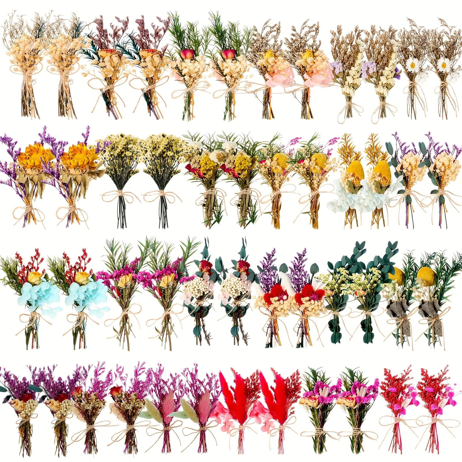 

48pcs Dried Bouquet Boho Dried Flower with Stem Floral Plants Mixed Natural Bundles for Crafts Vase DIY Photo Props Wedding Decoration